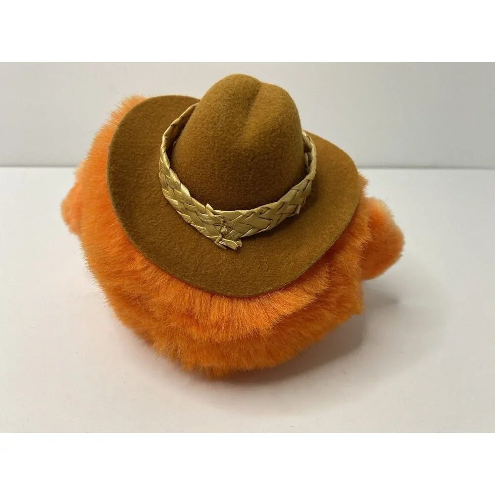 Russ Cowboy Hat Orange Puff Ball Plush 6 Inch Stuffed Animal‎ toy Vintage